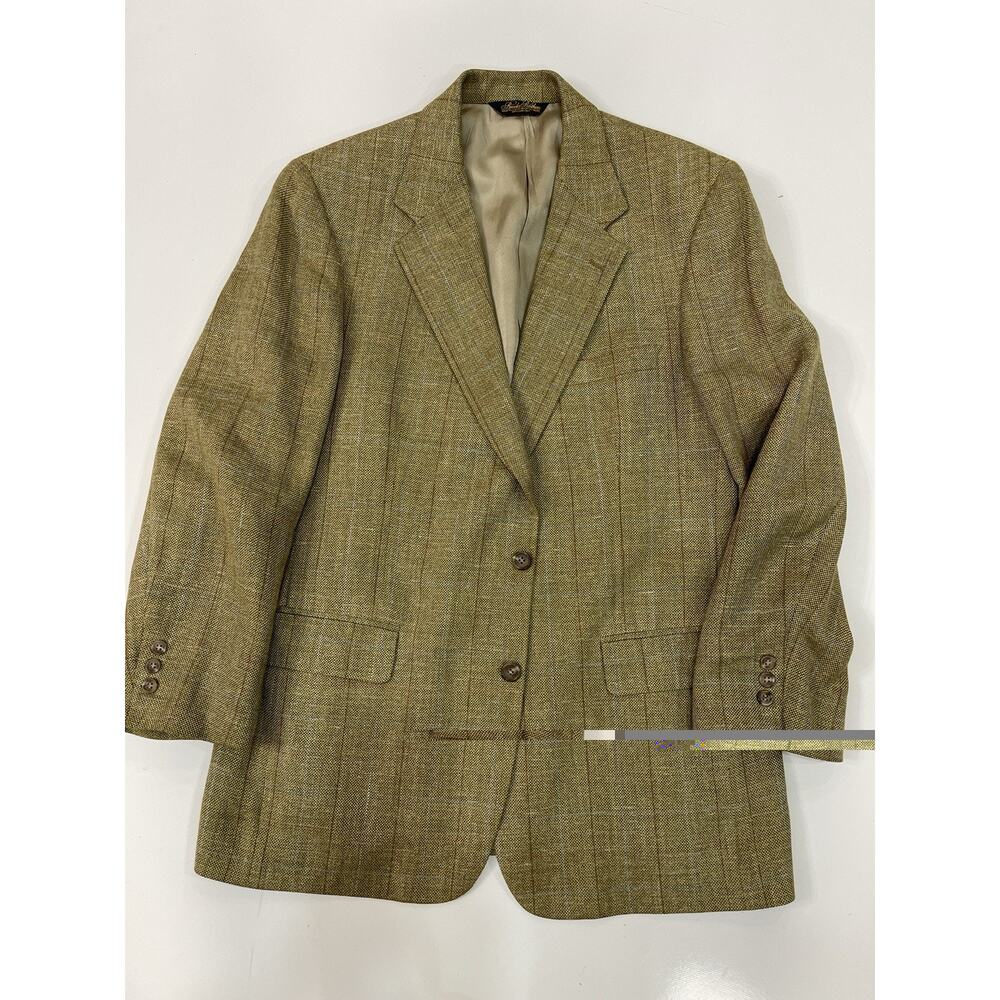 VTG BROOKS BROTHERS Men's Tan Tweed Window Pane Sports Coat Blazer Sz 41 RG